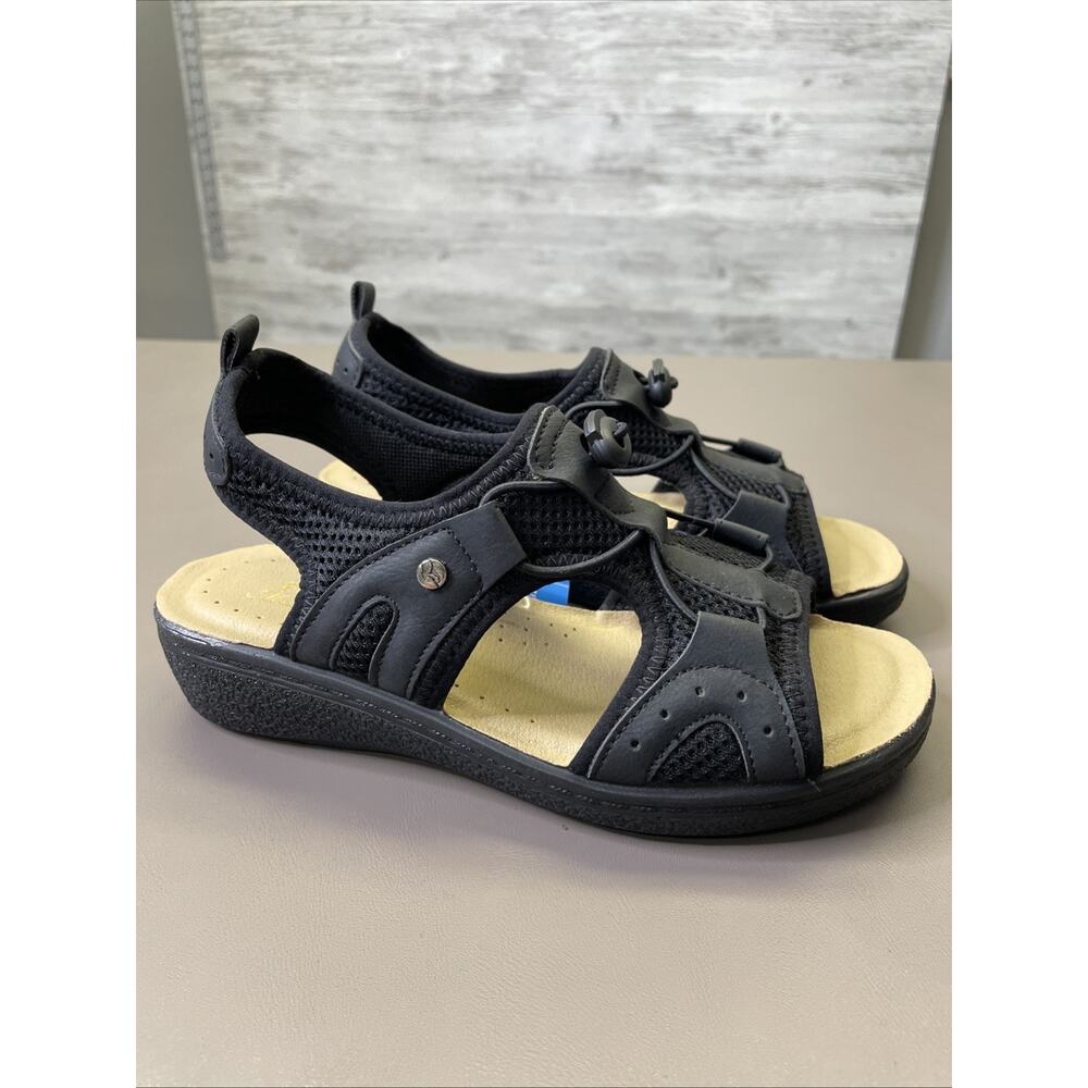 Fly Flot Shoes Womens 6 Black Sandals Slingback Comfort Casual‎ Italy